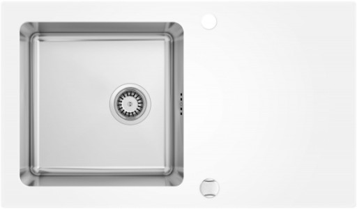Chiuveta bucatarie inox si sticla cu picurator alba Deante Pallas 0W2C