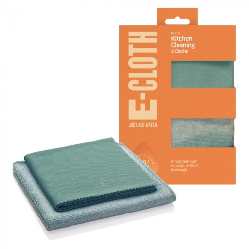 Set Doua Lavete Premium E-Cloth din Microfibra pentru Curatarea Bucatariei, Compartiment Abraziv, 32 x 32 cm