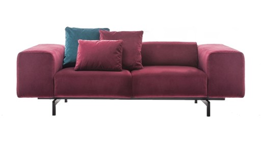 Canapea Kartell Largo Velluto design Piero Lissoni cu doua locuri doua brate 226cm rosu cardinal