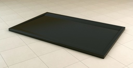 Cadita de dus dreptunghiulara SanSwiss ILA WIA 90x160cm slim marmura sintetica negru