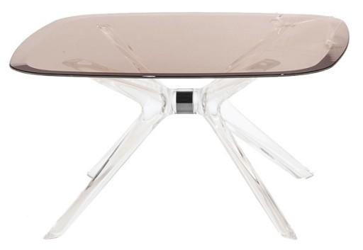 Masuta Kartell Blast design Philippe Starck 80x80cm h40cm crom-fumuriu transparent