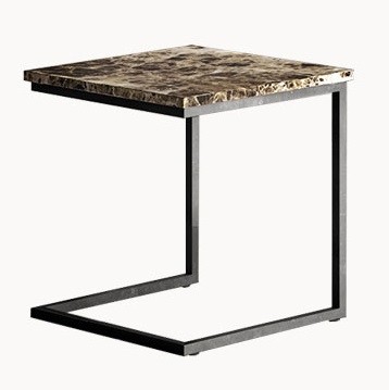 Masa auxiliara Gamma T63 top marmura emperador dark baza metalica 45x45cm h48cm Made in Italy