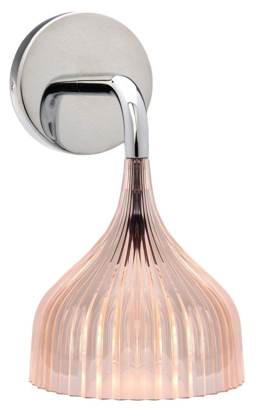 Aplica de perete Kartell E design Ferruccio Laviani max 28W E14 d 13.5cm roz transparent