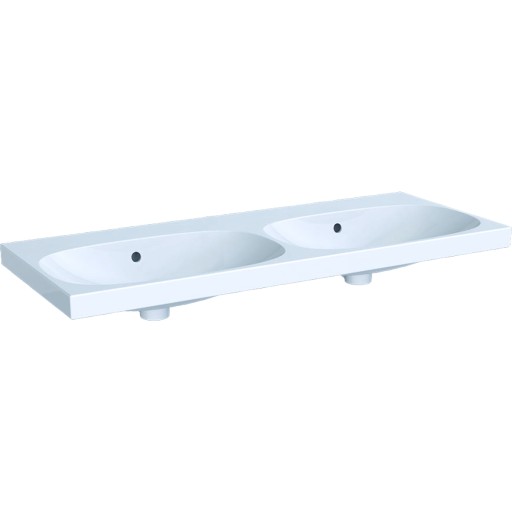 Lavoar dublu Geberit Acanto 120x48.2cm fara orificii baterie montare pe mobilier alb