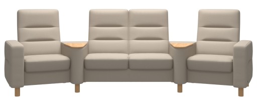 Canapea cu 4 locuri Stressless Wave M Sector setup 121 cu spatar inalt picioare lemn oak tapiterie piele Paloma Fog