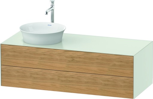 Dulap baza Duravit White Tulip cu 2 sertare pentru lavoar tip bol 130cm Oak - White Satin Matt Lacquer