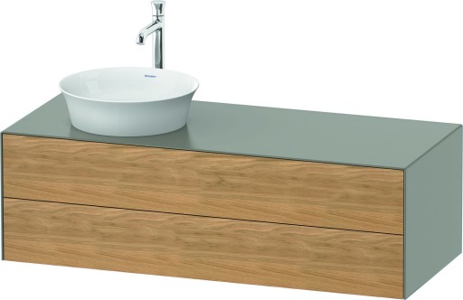 Dulap baza Duravit White Tulip cu 2 sertare pentru lavoar tip bol 130cm Stone Grey Satin Matt Lacquer