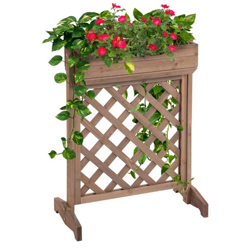 Outsunny Ghiveci Vertical cu Grilă pentru Plante Cățărătoare 68x30x85.5 cm Maro pentru Grădină | Aosom Romania