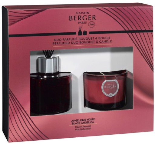 Set Maison Berger Mini Duality Duo Prune Bouquet Parfume 80ml + lumanare parfumata Angelique Noire 80g