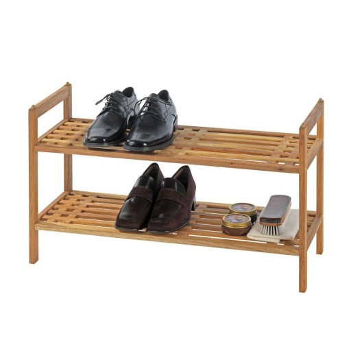 Suport pantofi Norway Brown, Wenko, 6 perechi, 69x40.5x27 cm, lemn de nuc, natur