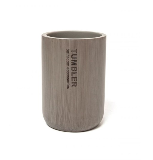 Suport periute si pasta de dinti Palo Taupe, Wenko, 7.6 x 11 cm, bambus/polirasina, taupe