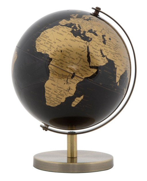 Decoratiune Globe Bronze, Mauro Ferretti, Ø13 x 17 cm, plastic/fier, negru/bronz