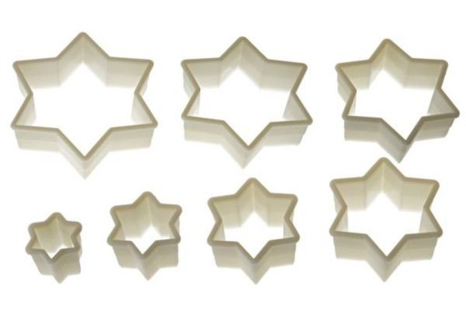 Set 7 forme pentru biscuiti Star, Silikomart, Ø4 cm - Ø13 cm, nailon