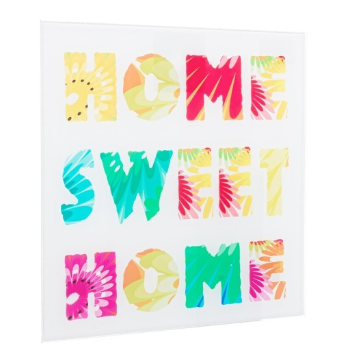 Panou decorativ din sticla, Sweet Home, Bizzotto, 30x30 cm