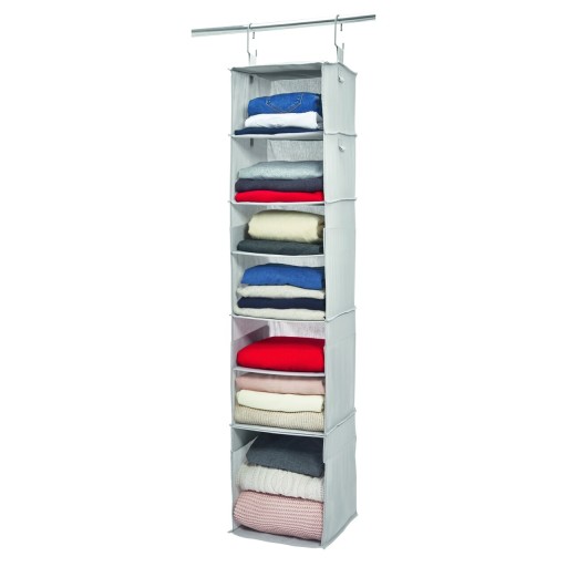 Organizator pentru dulap Evie, iDesign, 5-8 rafturi, 30.5x30.5x137 cm, gri