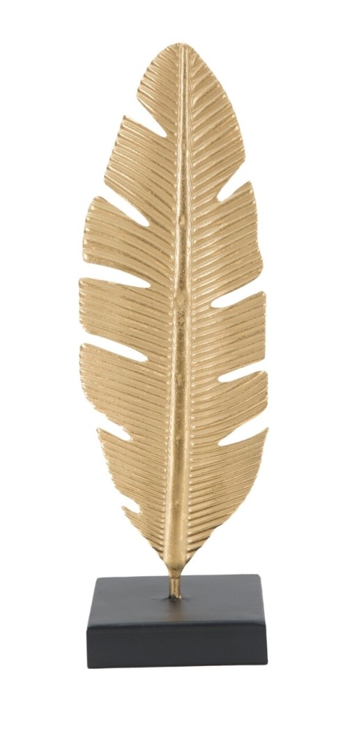 Decoratiune Leaf, Mauro Ferretti, 10x10x34 cm, fier, auriu