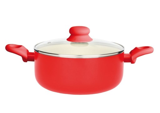 Oala cu invelis ceramic Fusion Fresh, Ambition, 4.5 L, 24 cm, rosu