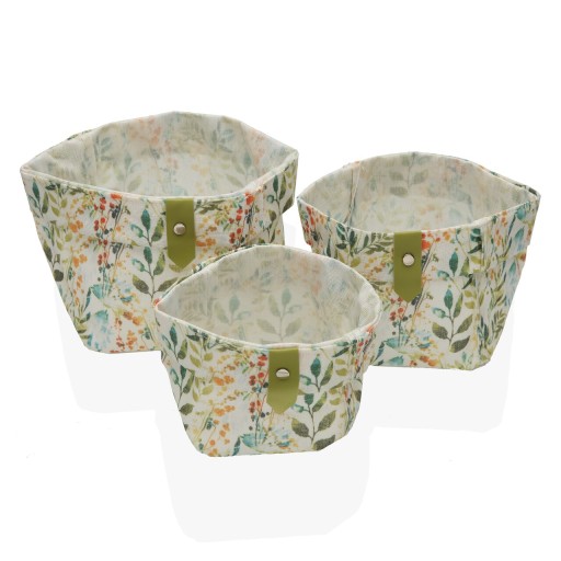 Set 3 cosuri pentru depozitare Floral, Versa, 14x14x14 cm, poliester