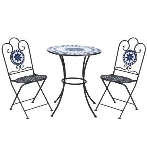 Set de Gradina cu 2 Scaune Pliante si 1 Masuta Outsunny, Metal si Piatra | Aosom RO