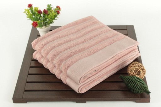 Set 2 prosoape de maini 50x90 cm, 100% bumbac, Saheser, Bombeli Dusty Rose, roz