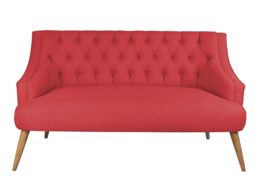 Canapea fixa Lamont, Zeon, 2 locuri, 140x74x80 cm, lemn, rosu
