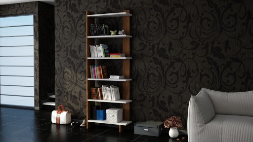 Biblioteca Order, Moblert, 47x22x170 cm, alb/maro