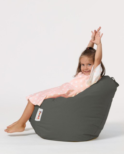 Fotoliu puf pentru copii, Bean Bag, Ferndale, 60x60 cm, poliester impermeabil, gri fumuriu