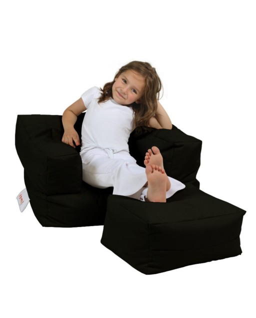 Set fotoliu si taburet pentru copii, Bean Bag, Ferndale, 65x50x40 cm, poliester impermeabil, negru