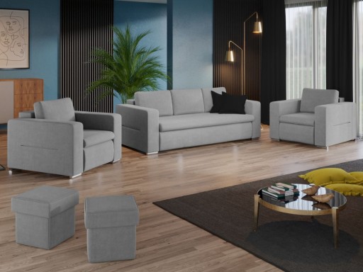 Set Canapea si Fotolii Ivy Gri Deschis