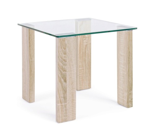 Masuta de cafea Arley Nature, Bizzotto, 55 x 55 x 51 cm, MDF/sticla temperata