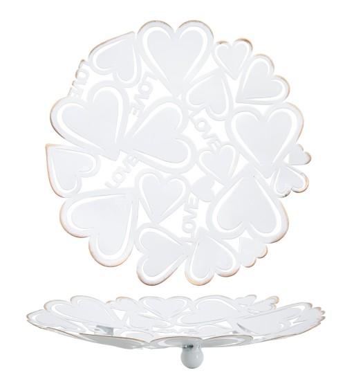 Platou decorativ Heart, Mauro Ferretti, Ø29x4 cm, fier, alb