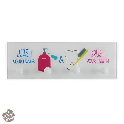 Cuier pentru baie Wash &amp; Brush, Versa, 36x3x12 cm, sticla, alb