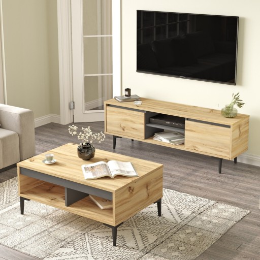 Mobilier living, Locelso, AR12, pal melaminat, stejar/antracit