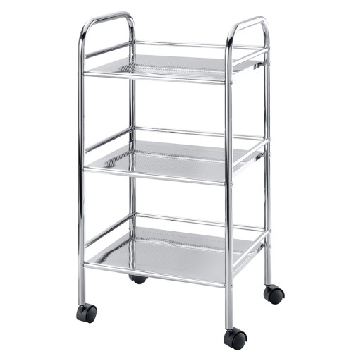 Carucior cu 3 rafturi pentru baie, Wenko, Exclusive, 41 x 75 x 32 cm, inox cromat