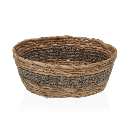 Cos pentru depozitare Oval Grey Black, Versa, 29 x 23 x 12 cm, fibre impletite