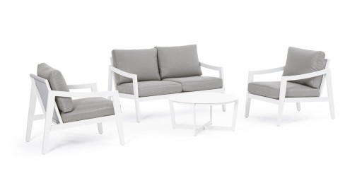 Set mobilier pentru gradina/terasa 4 piese Sirenus, Bizzotto, aluminiu/textilena/ofelina, alb