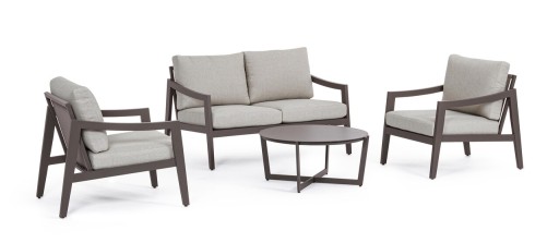 Set mobilier pentru gradina/terasa 4 piese Sirenus, Bizzotto, aluminiu/textilena/ofelina, maro coffee