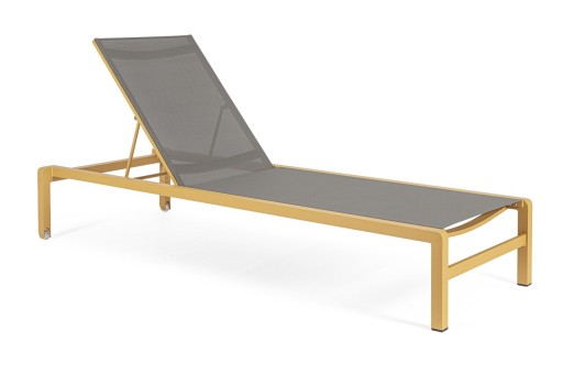 Sezlong cu roti Konnor, Bizzotto, 78 x 195 x 90 cm, aluminiu, galben mustar