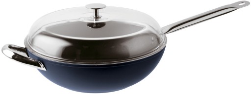 Tigaie tip WOK cu capac Sambonet Midnight Blue 32cm inductie albastru