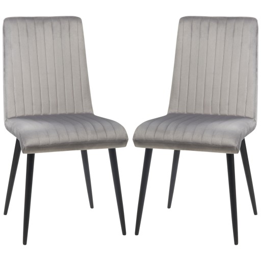 HOMCOM Set 2 Scaune Elegante pentru Dining, Catifea Gri și Picioare din Oțel, Confortabile, Suportă până la 120kg | Aosom Romania