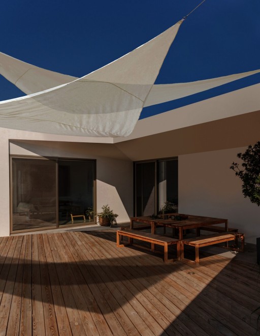 Parasolar triunghiular Sunshade, Bizzotto, 500 x 500 cm, poliester, natural