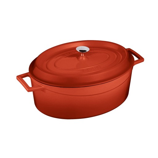 Cratita din fonta emailata Paderno Cast Iron 29cm 4.8 litri capac fonta inclus rosu