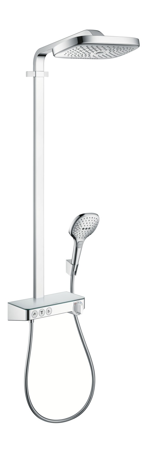 Showerpipe Hansgrohe Raindance Select E 300 cu 3 jeturi si butoane tip Touch