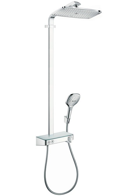 Showerpipe Hansgrohe Raindance Select E 360 crom 1 jet ST cu baterie dus termostatata