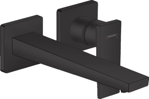 Baterie lavoar Hansgrohe Metropol de perete pipa 225mm fara ventil necesita corp incastrat negru mat