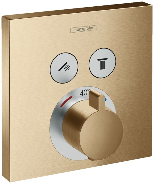 Baterie cada - dus termostatata Hansgrohe ShowerSelect cu montaj incastrat necesita corp ingropat bronz periat