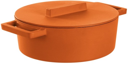 Cratita ovala din fonta emailata Sambonet Terra.Cotto design Vasques Stefania capac fonta 30x25cm 5 litri Curry