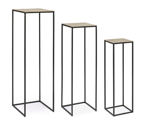 Set 3 suporturi pentru ghivece Amira, Bizzotto, 35 x 35 x 115 cm, otel/aluminiu