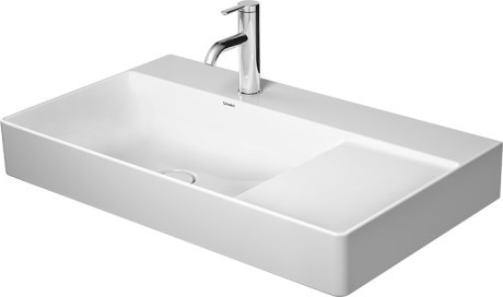 Lavoar Duravit DuraSquare 80x47 cm cuva stanga fara preaplin cu capac ceramic pentru ventil inclus si finisaj suplimentar