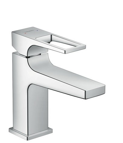 Baterie lavoar Hansgrohe Metropol 100 ventil push-open cu levier decupat pipa 127 mm